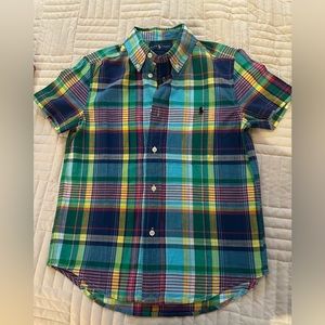 Ralph Lauren short sleeve plaid button down shirt (new no tags) size 7